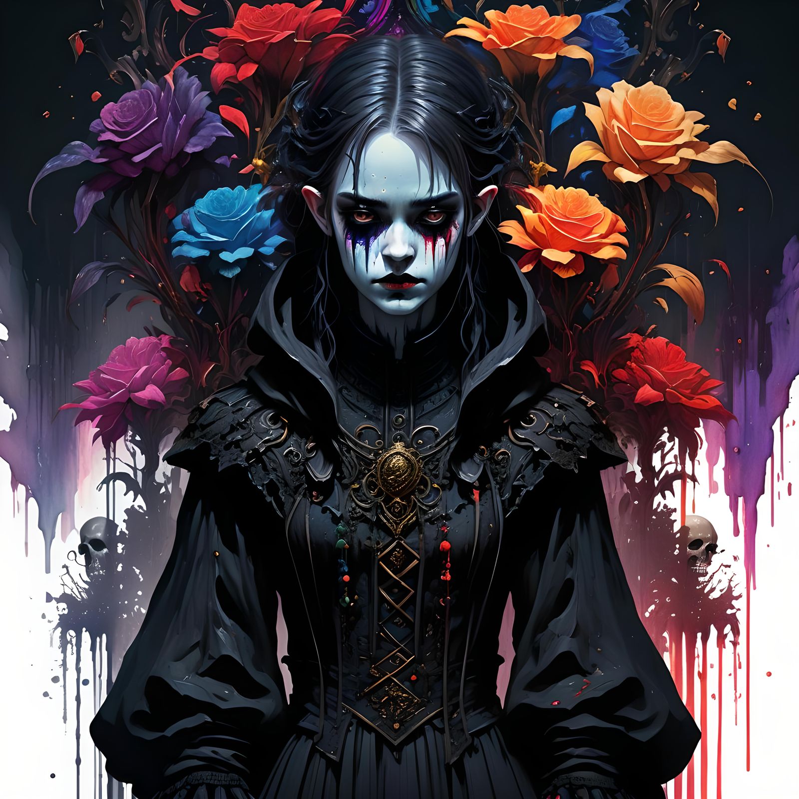 Ethereal Gothic Twilight Dreamscape in Acrylic and Watercolo...