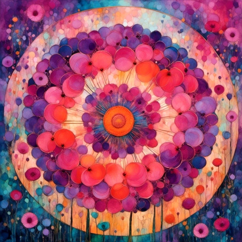 Poppies in Summer Sunset: Art Brut Style