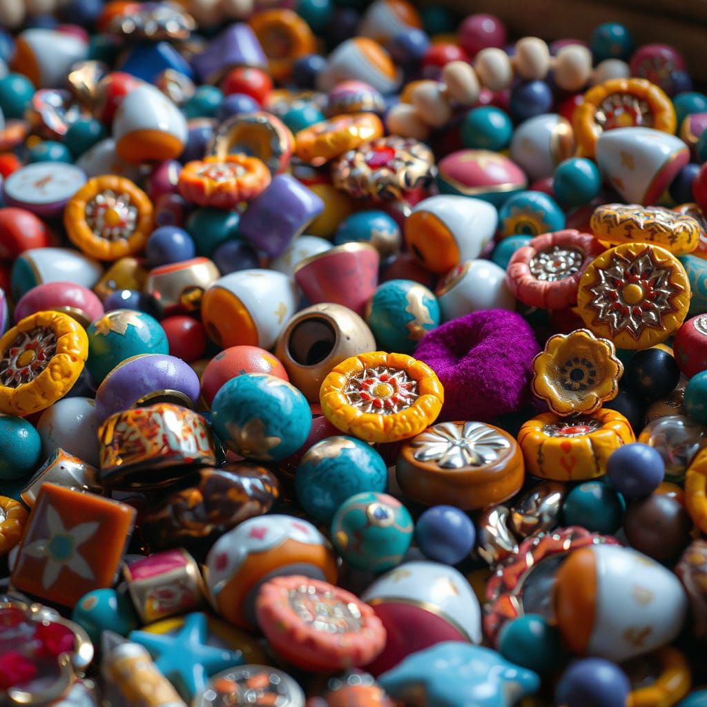 Colorful Bead Explosion in Digital Art Style