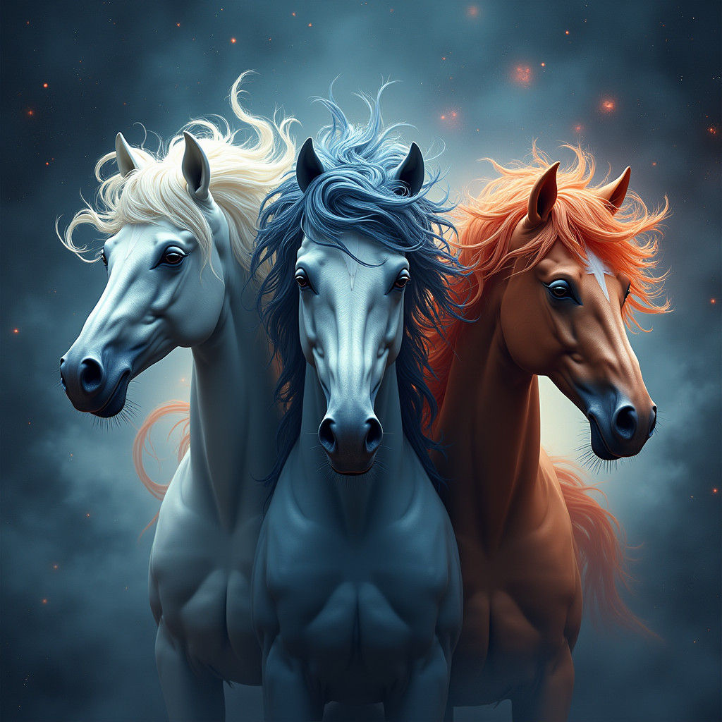 Majestic Horse Heads with Flowing Manes
