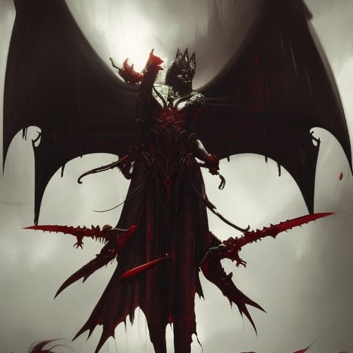 Gothic Vampire with Bat Wings in Dark Fantasy Art
