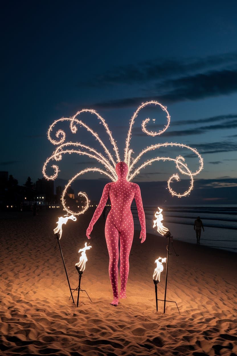 Glowing Curly Whirlingtons on the Beach