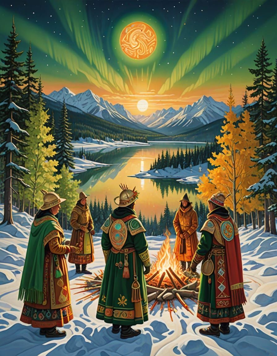 Sacred Seasons of Canada: A Vibrant Surrealist Tapestry