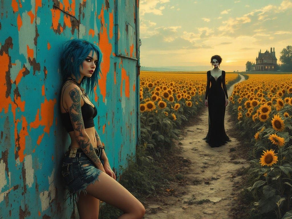 Surreal Encounter in Urban Decay and Pastoral Beauty