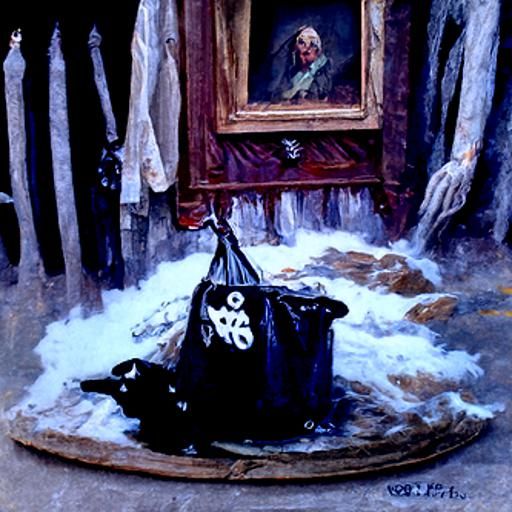 Humorous Goth Laundry Oil Painting