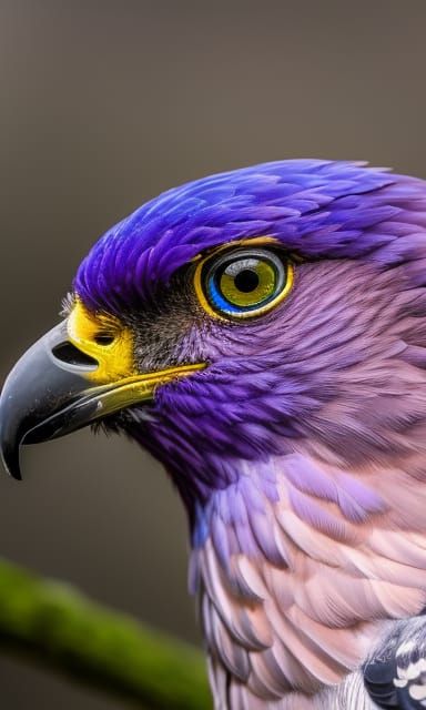 super purple eagle with pink eyes
