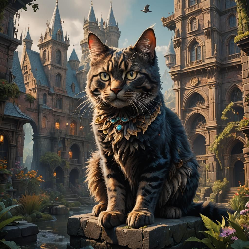 Carolina Cat in Detailed Matte Painting Style