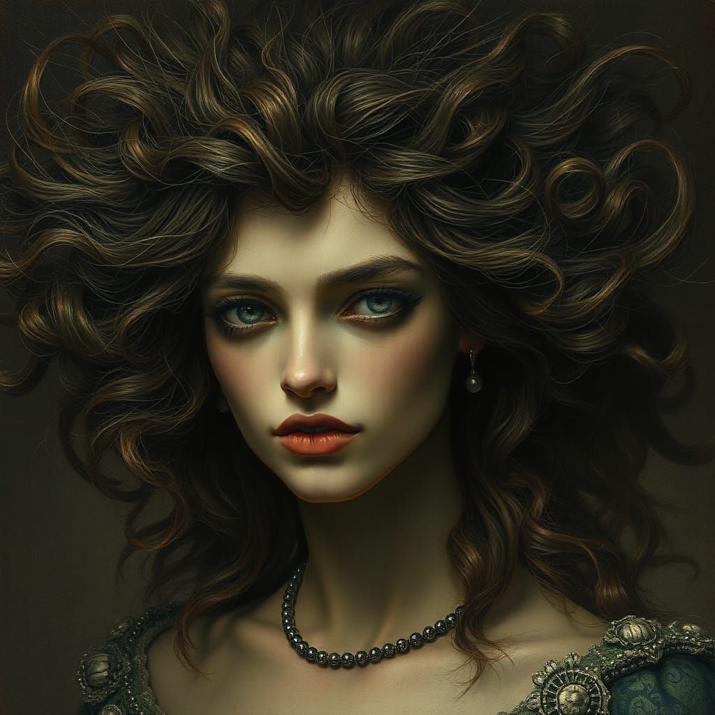 Supermodel with Enormous Hair and Hidden Eyes