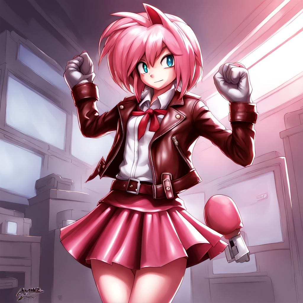 Amy Rose in Leather Skirt: Anime Key Visual