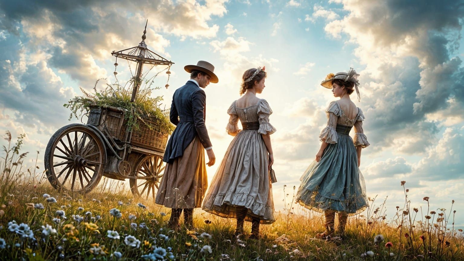 Victorian Peasants Return from Fair as Digital Art