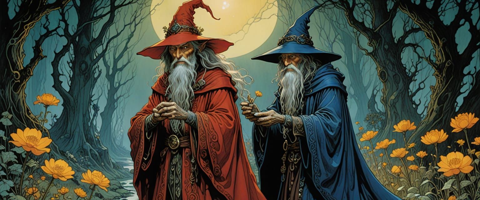 The Wizard and His Lady in Eerie Mysterious Light