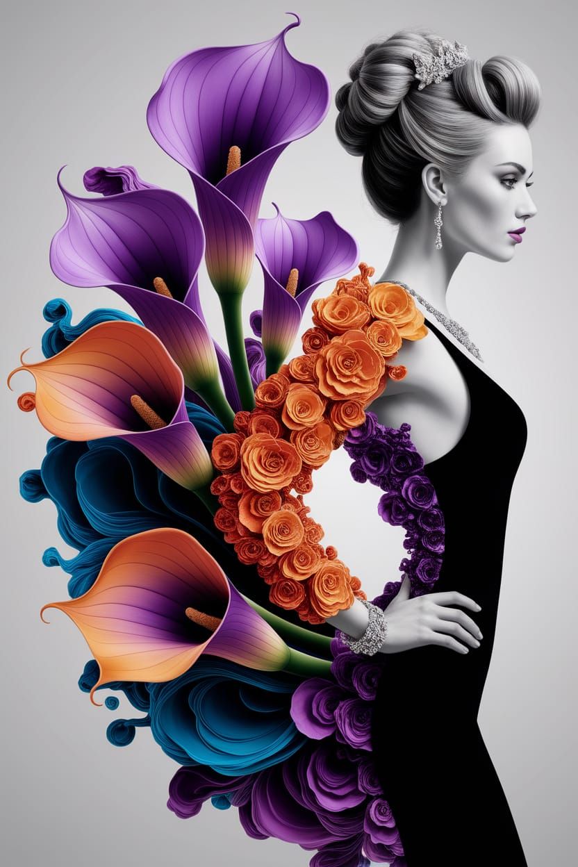 Elegant 3D Alcohol Ink Abstract Calla Lily Artwork