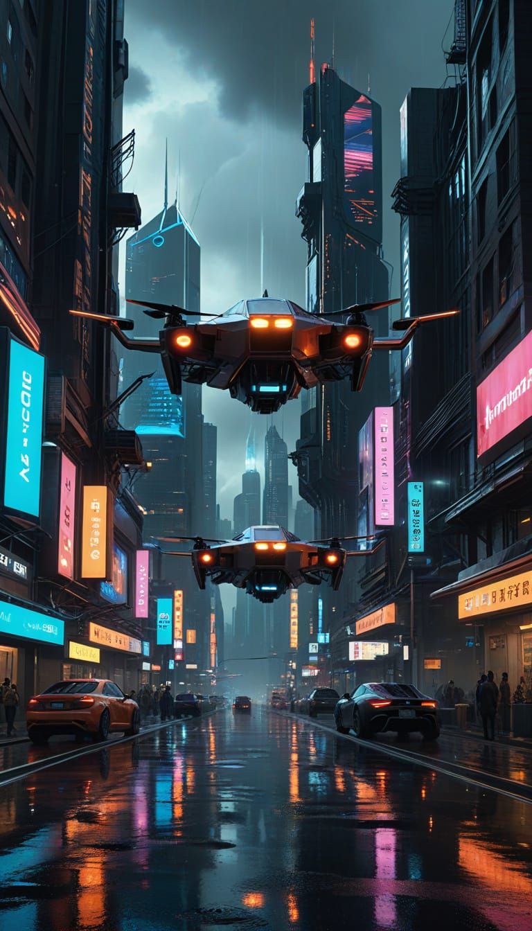 Cyberpunk Cityscape at Twilight: A Futuristic Metropolis of ...