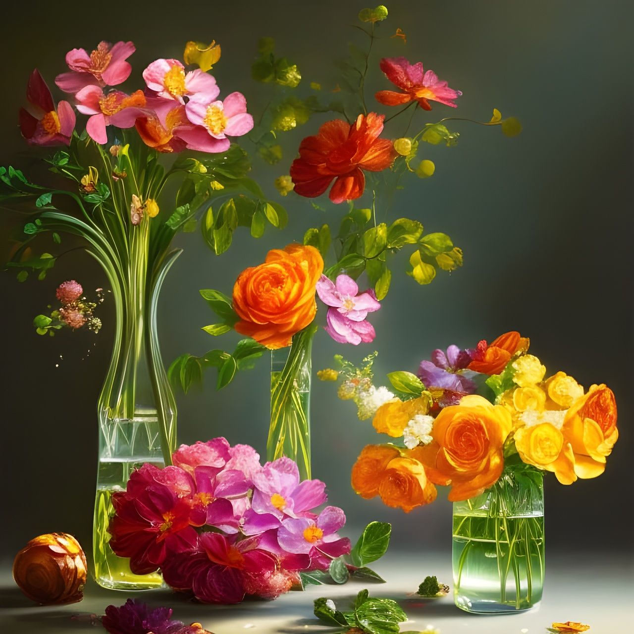 Floral Still Life in Hyperrealistic Style