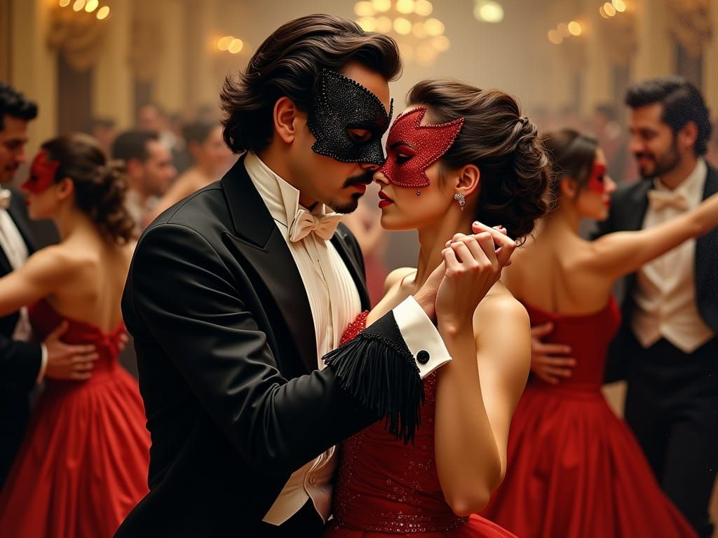 Passionate Dance at Masquerade Ball Oil Painting