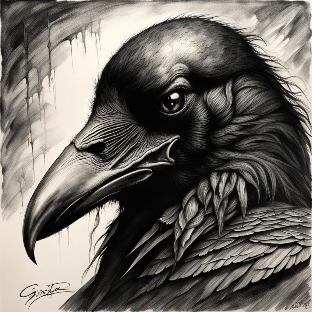 Sinister Crow Hero in Charcoal Style