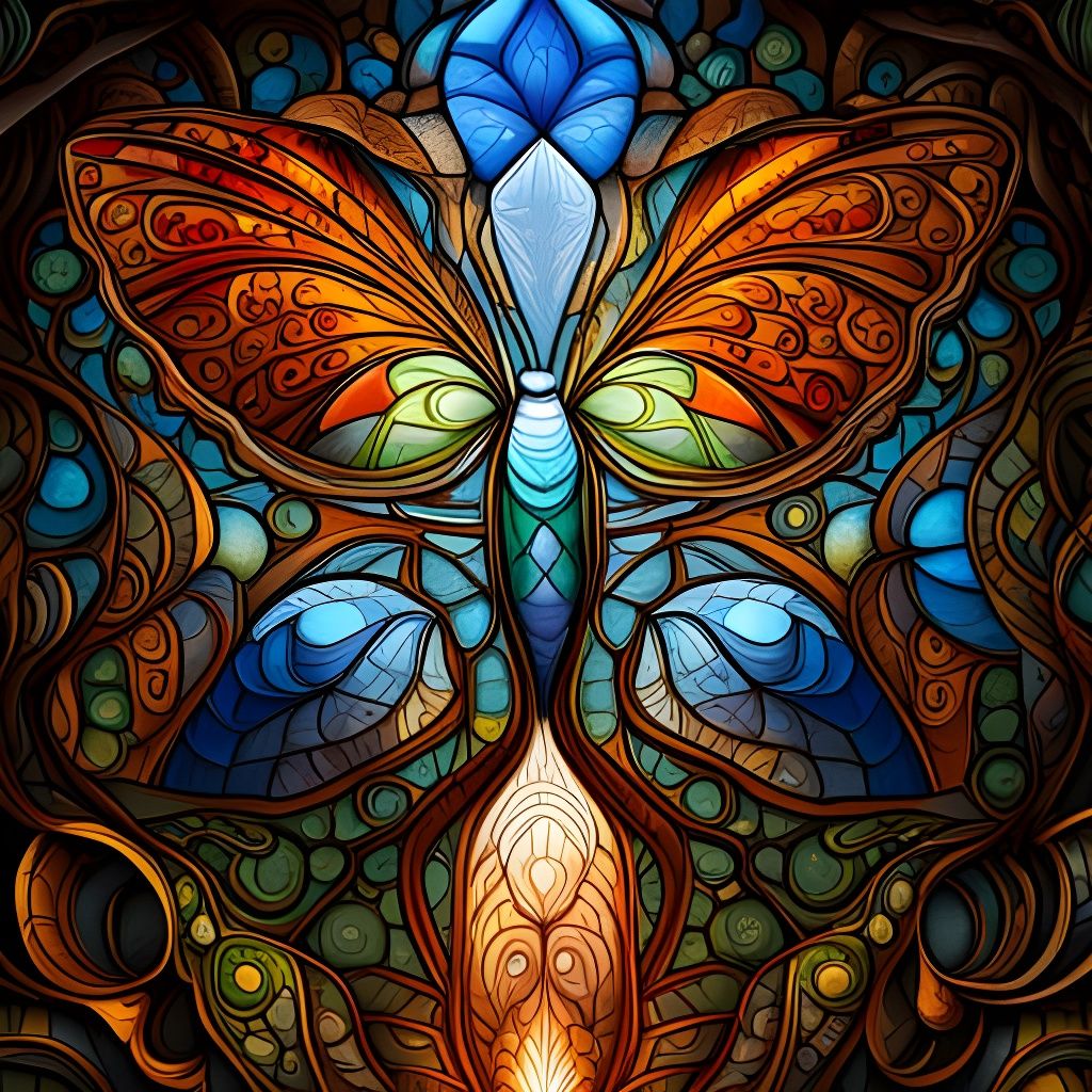 Butterfly Stained Glass Digital Matte Painting