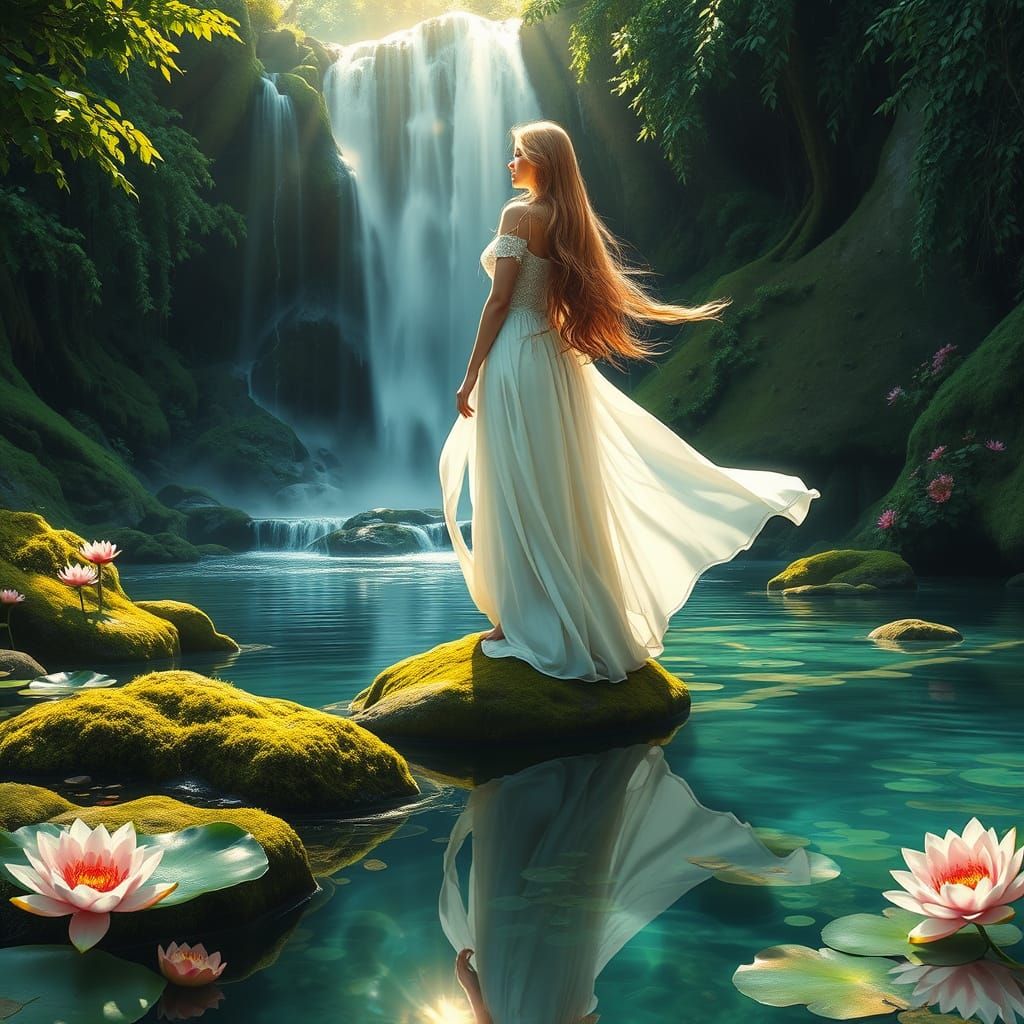 Ethereal Goddess of Lush Paradise in Photorealistic Digital ...