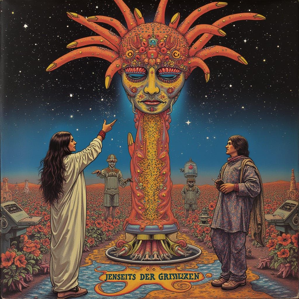 Psychedelic Album Art with Futuristic Mutants