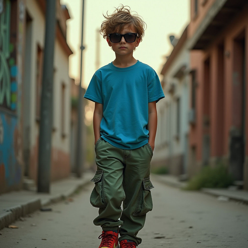 Teenage Boy with Sunglasses in Cinematic Style
