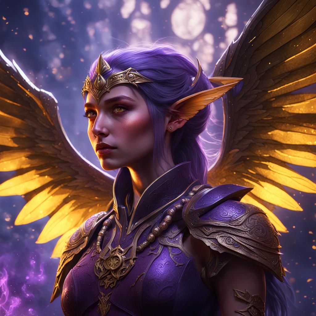 Winged Elf in Dark Fantasy Style