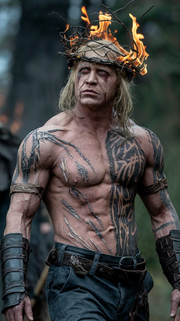 Grim, Smoldering Celtic Warrior in Modern Attire