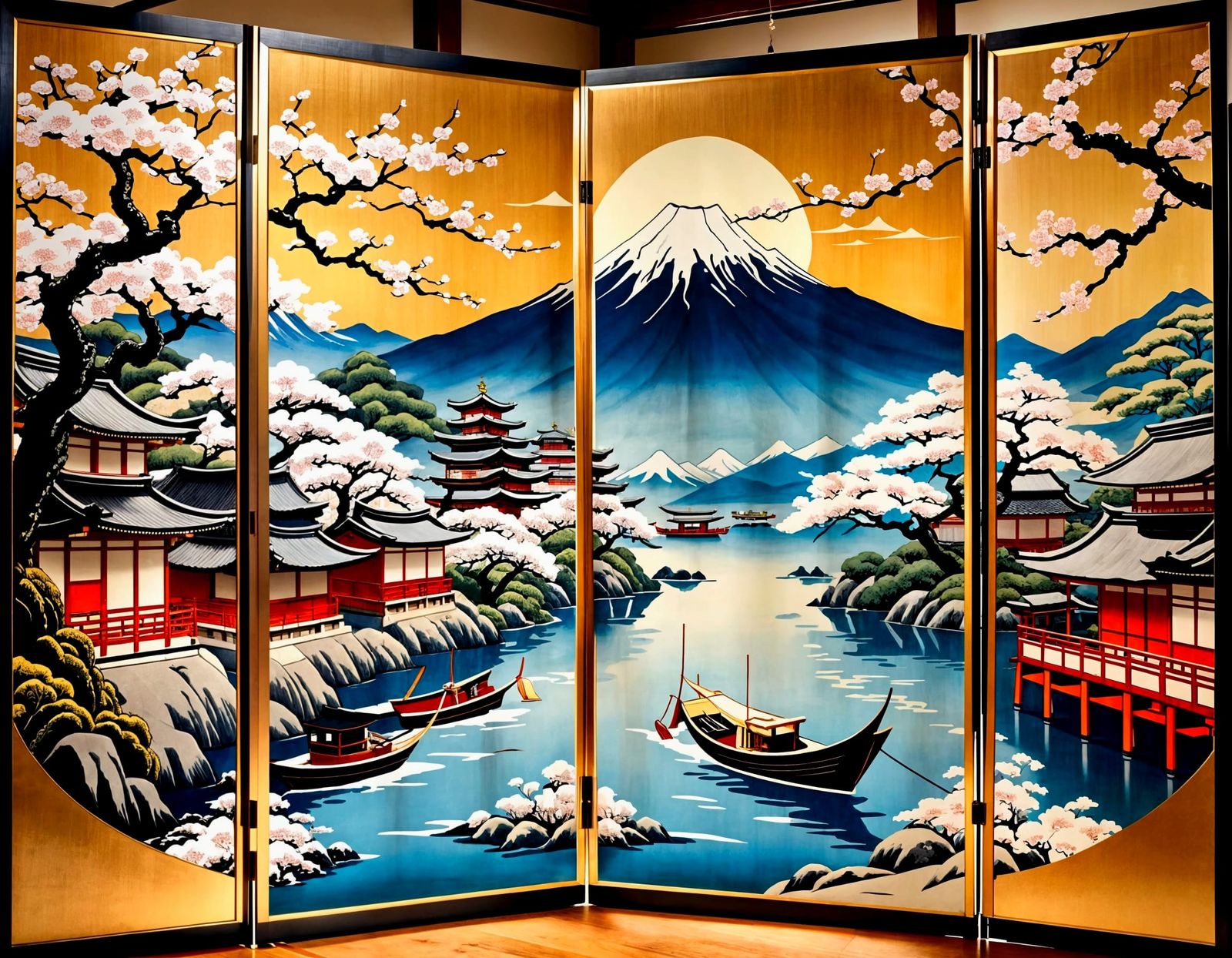 Ukiyo-e Japanese Room with Mount Fuji