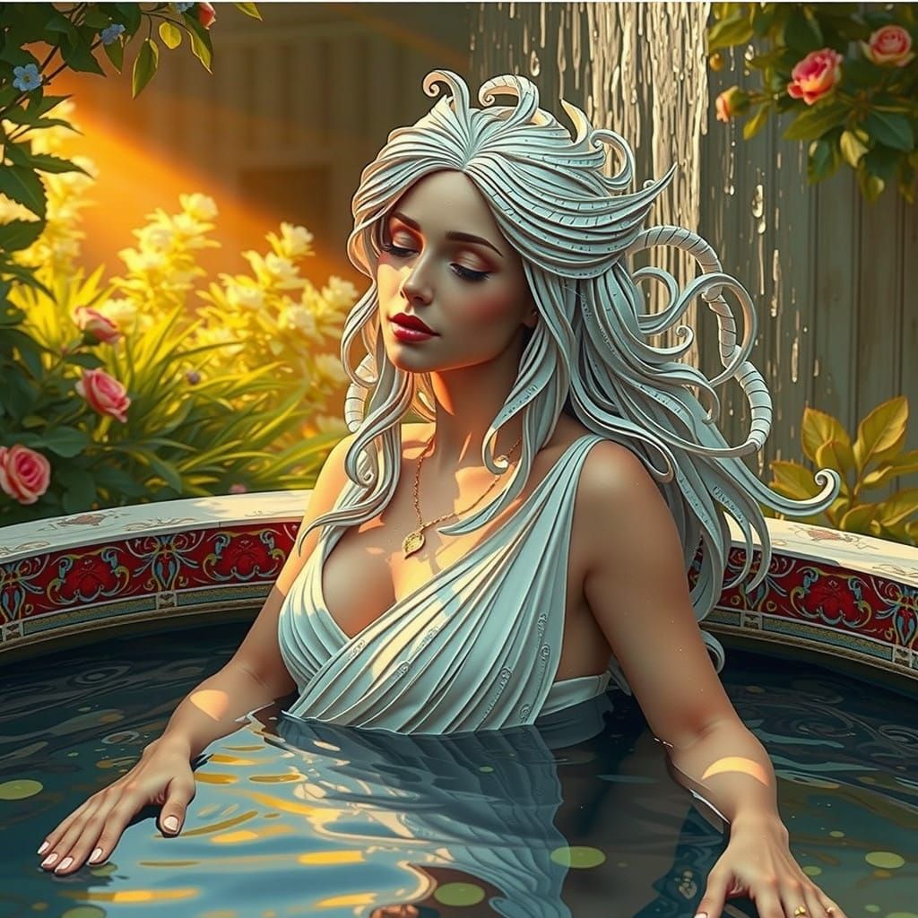 Elegant Italian Goddess with Delicate Quilling Details, Surr...