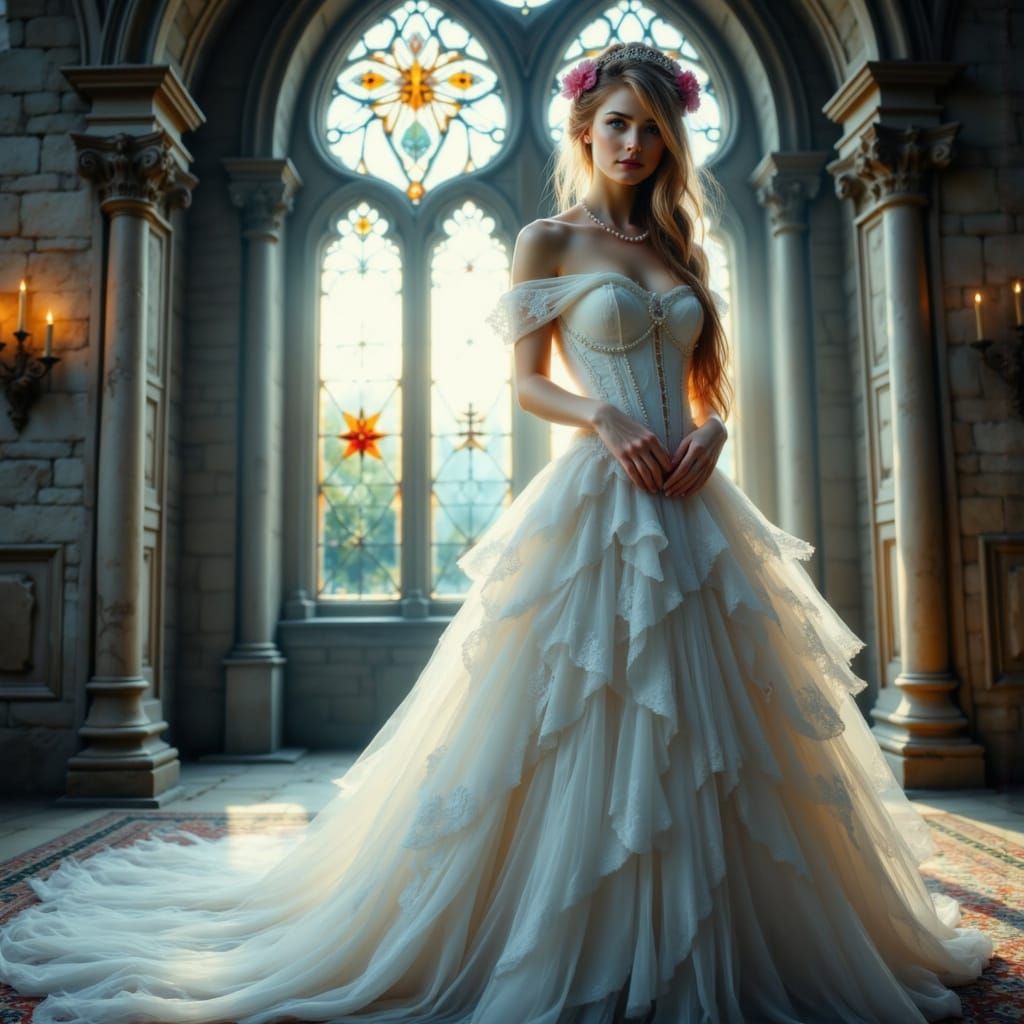 Gothic Princess in Medieval Tower, Precisionism Style