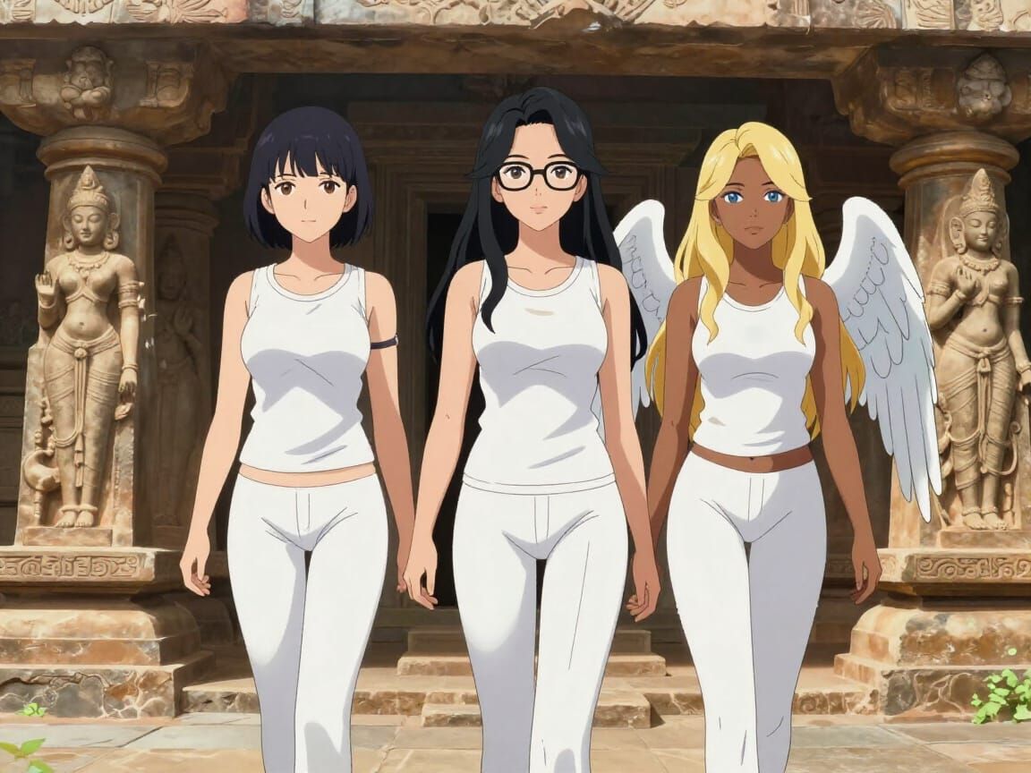 Anime Style Women Explore Ellora Caves