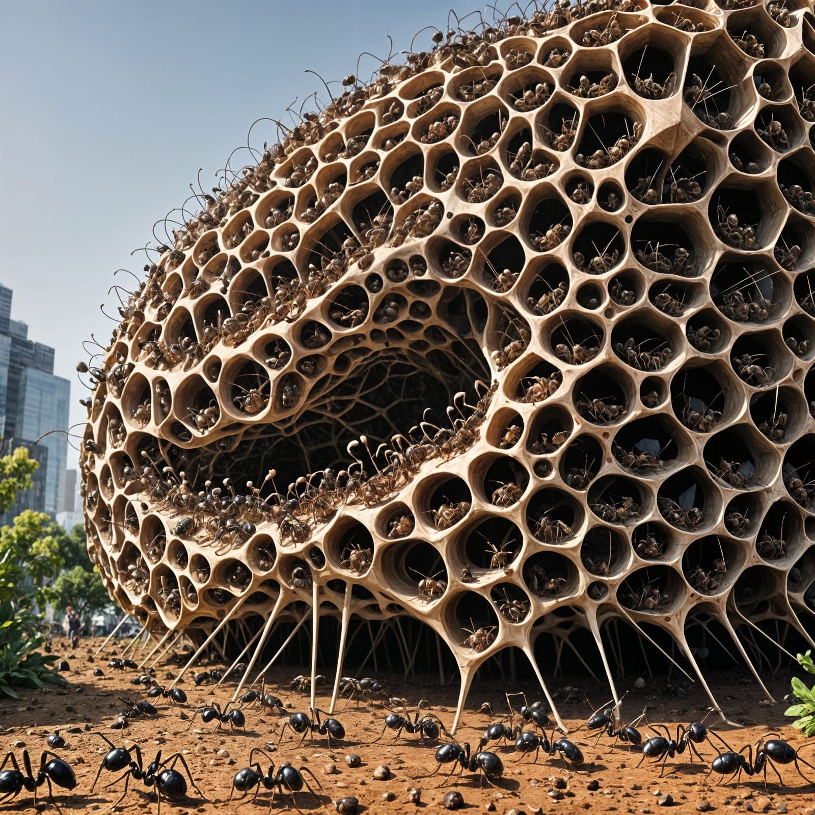 Ant Colony Builds Structure in Constructivist Style