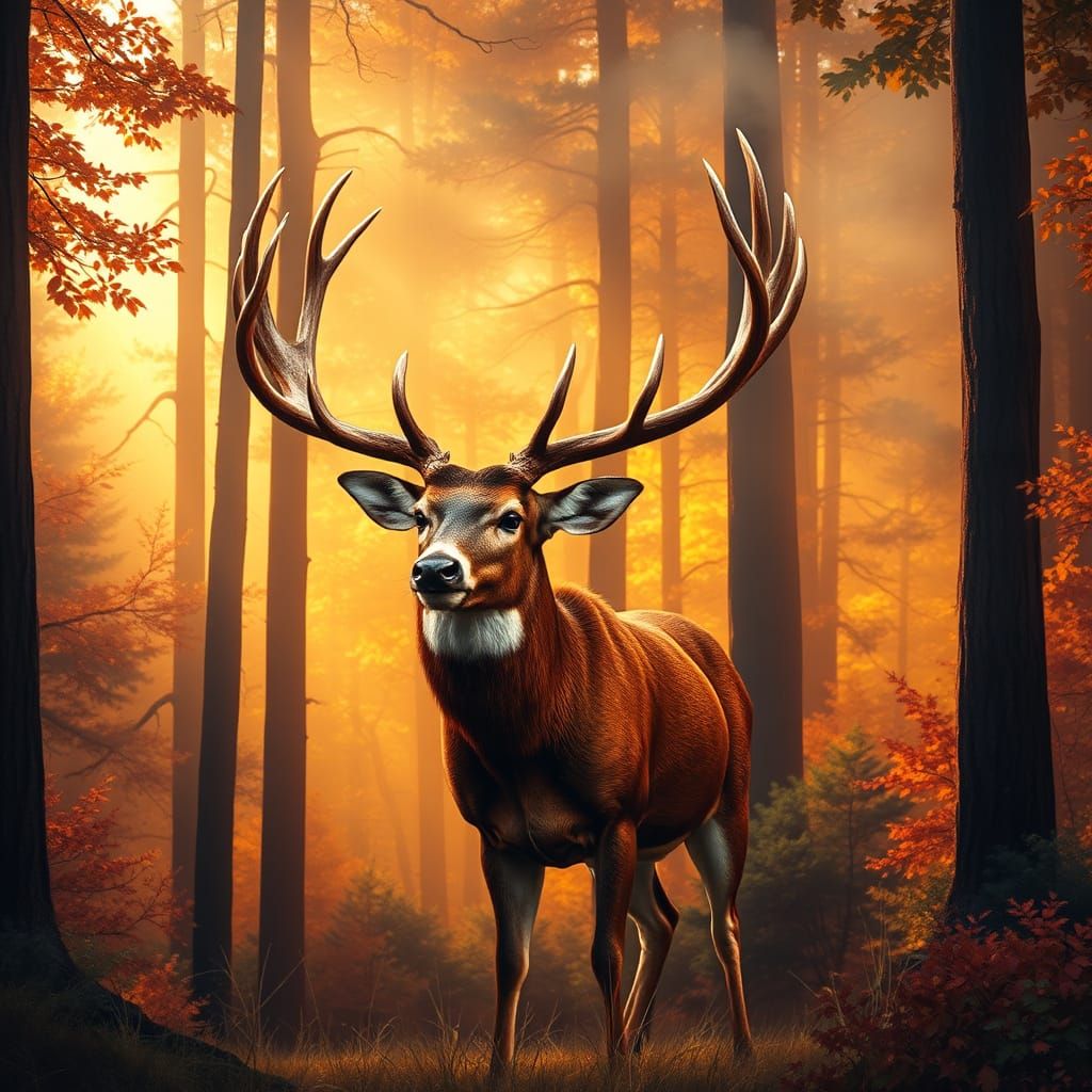 Majestic 70 Point Buck in Vibrant Forest