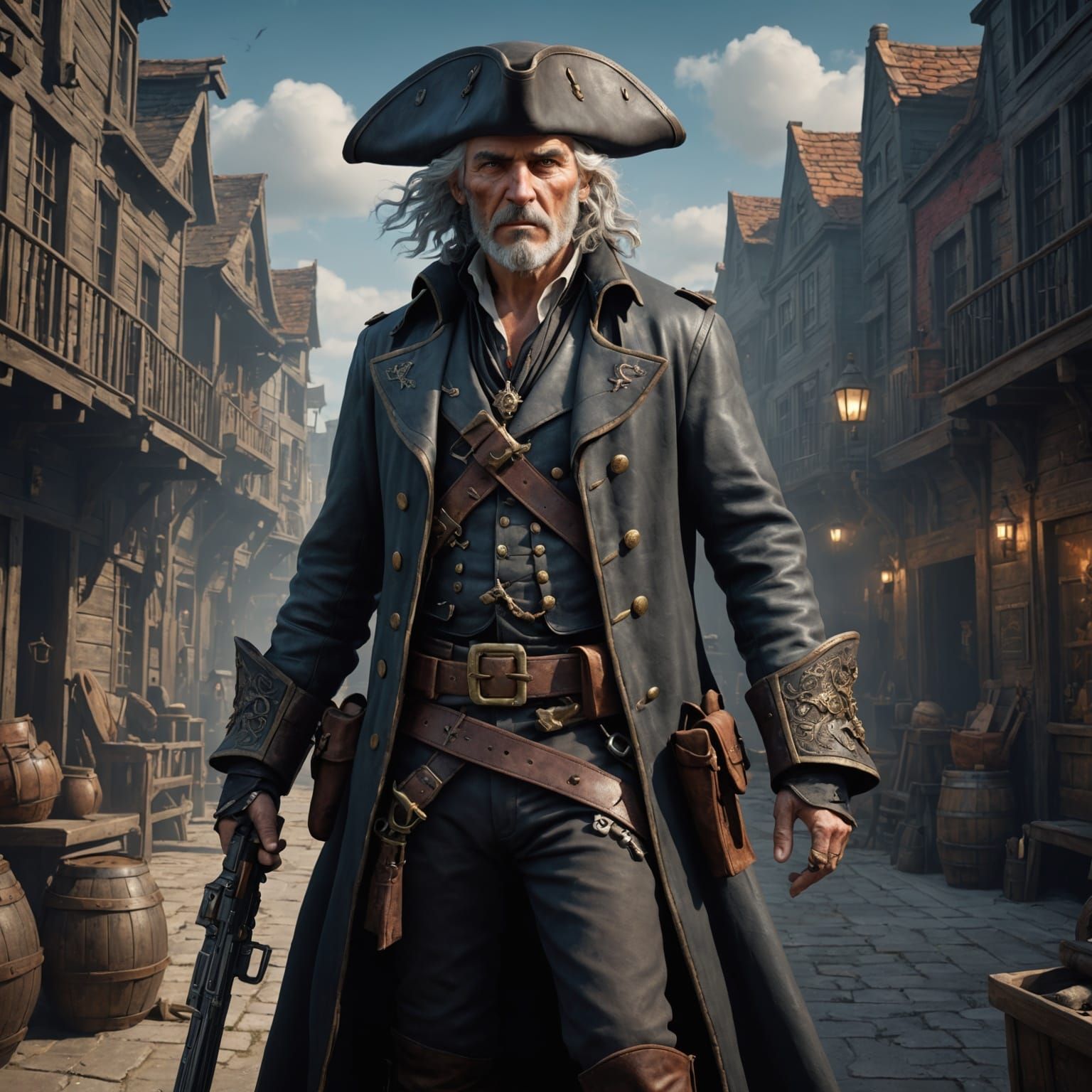 Pirate Alchemist Gunslinger in Detailed Matte Painting
