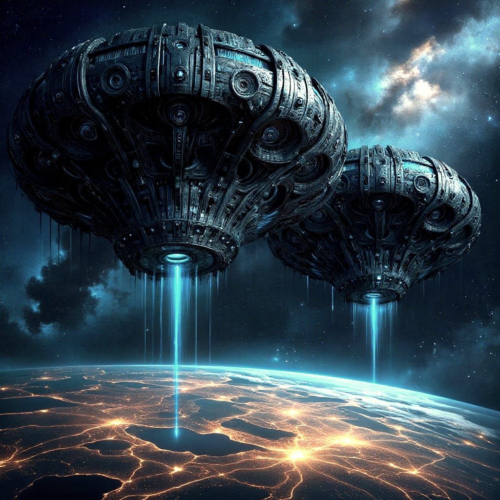 Neon Alien Motherships Descend on Earth