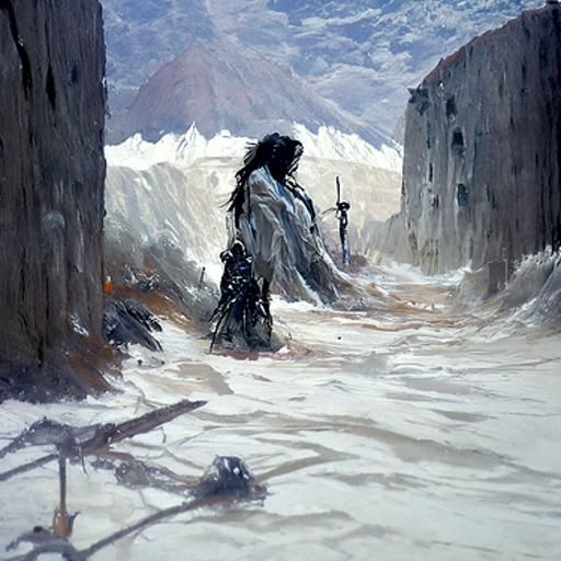 White Wasteland: Solitary Figure in a Bleak Landscape