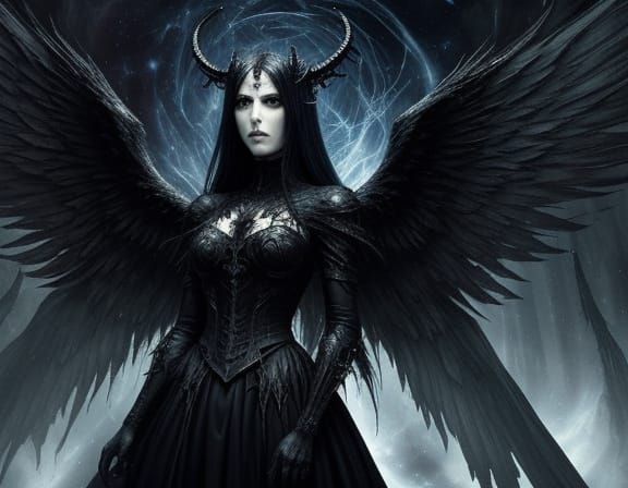 Grotesque Angel Trapped in Cosmic Void, Gothic Horror Art