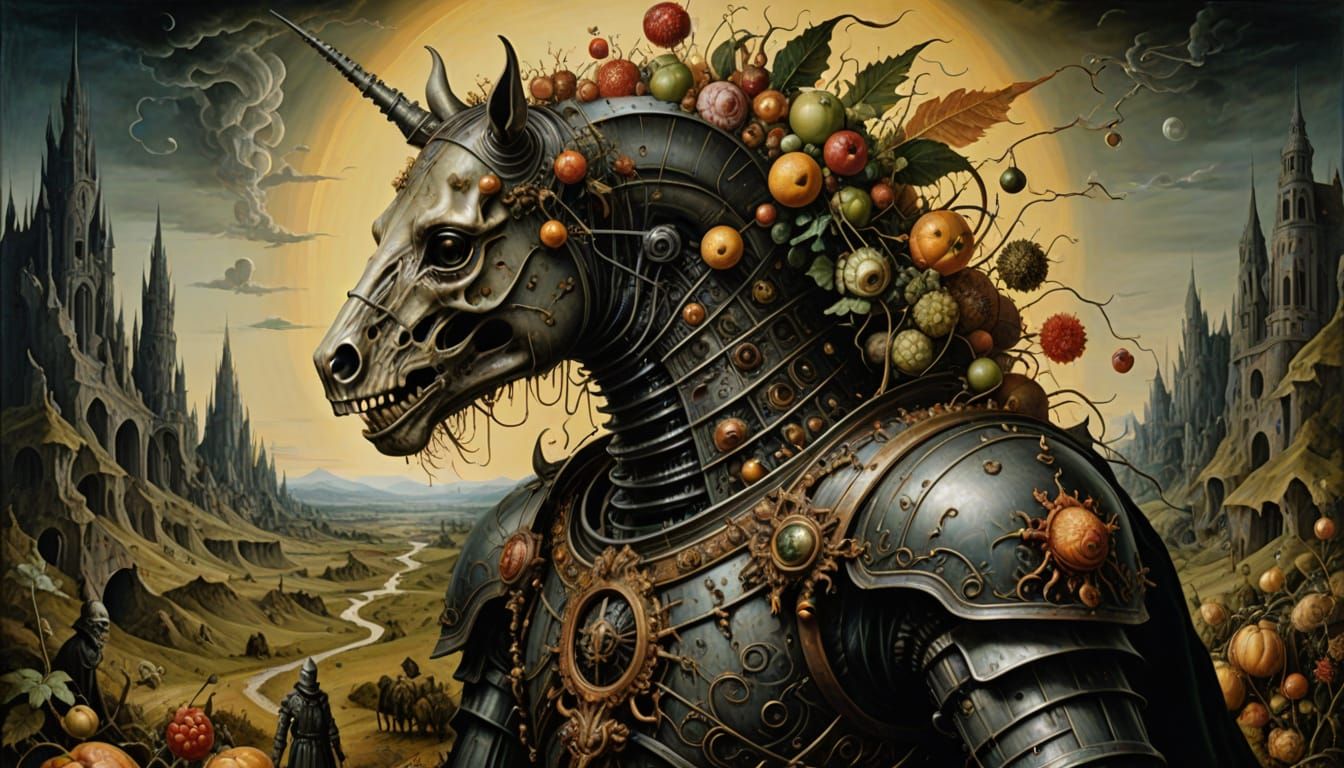 Death Rides: A Surrealist Vision in Giger Style