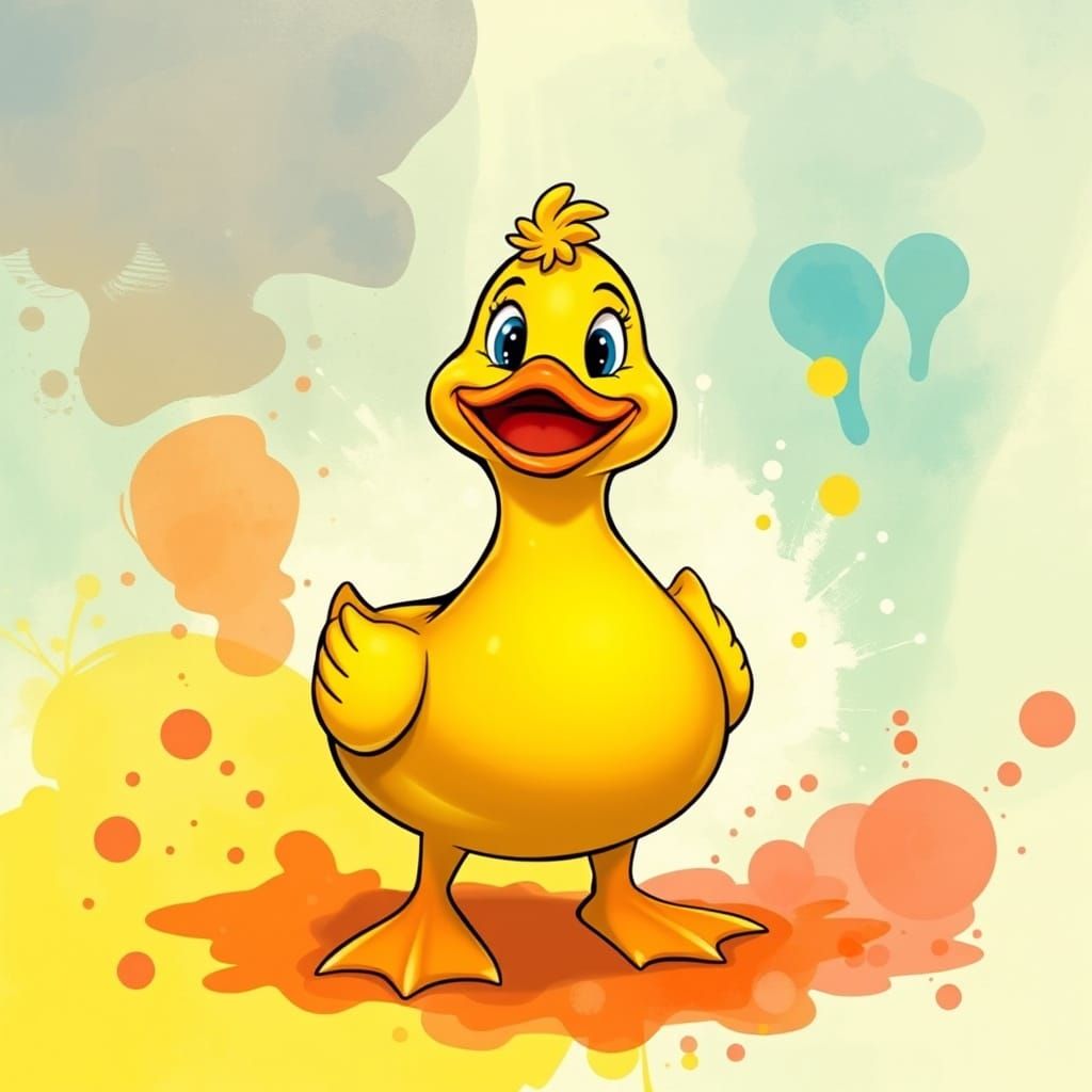 Whimsical Rubber Duck in Dreamlike Watercolor Style