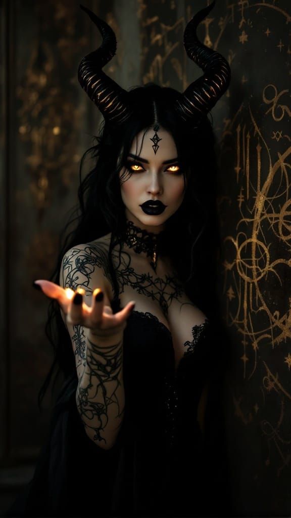 Enchanting Demoness in Gothic Elegance