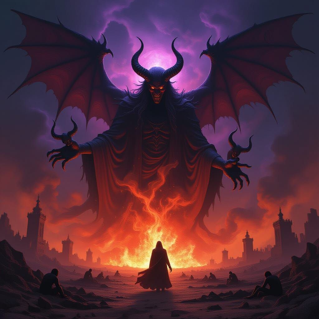 Divine Being Expelling Demons in Cosmic Horror Vista