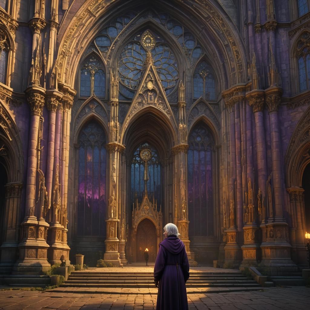 Medieval Cathedral Concept Art in Art Nouveau Style