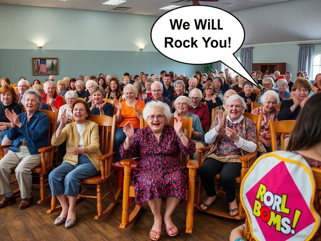 Energetic Elderly Women Rocking to Queen