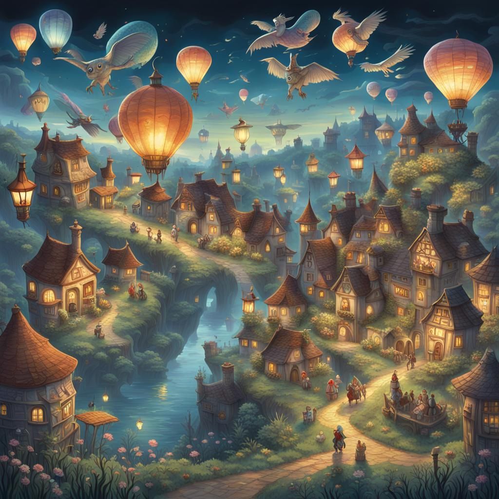 Fantastical Creatures Fly to Enchanted Village