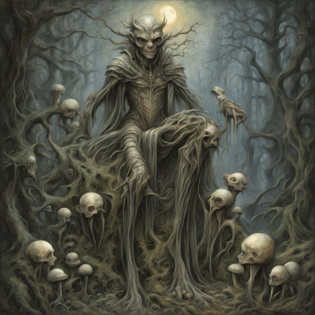 Mystical Knight in Moonlit Forest, Cyberpunk Dark Fantasy