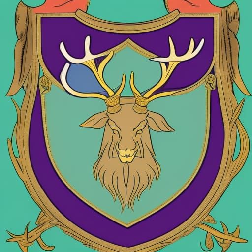 Jade Antlers on Purple Heraldic Crest