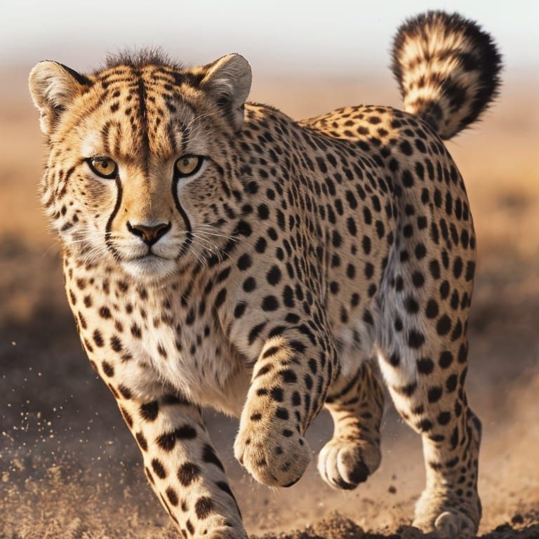 Cheetah Running Full Speed: Photorealistic Detail