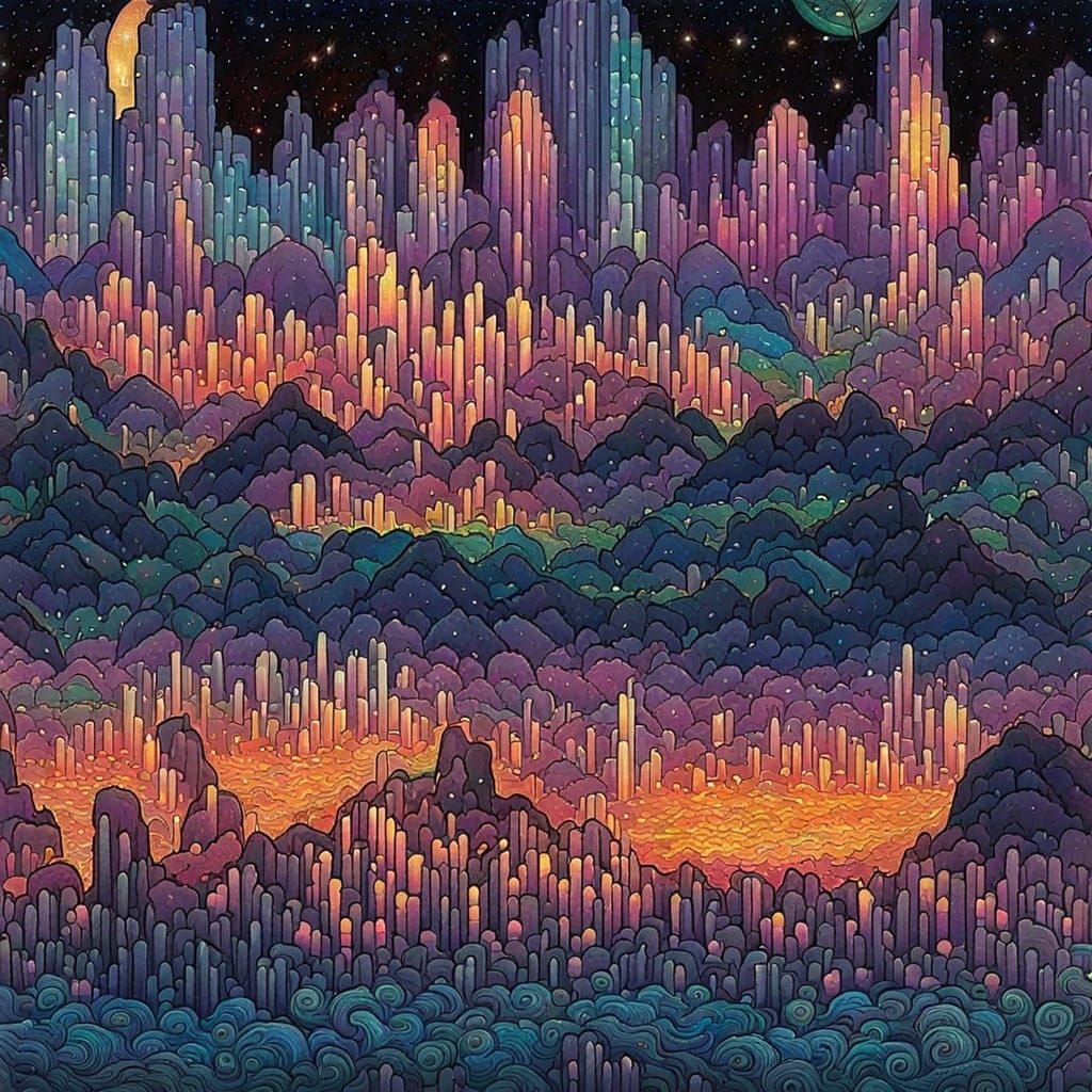 Celestial Aurora Jubilee: Holographic Pixelscape Light Paint...