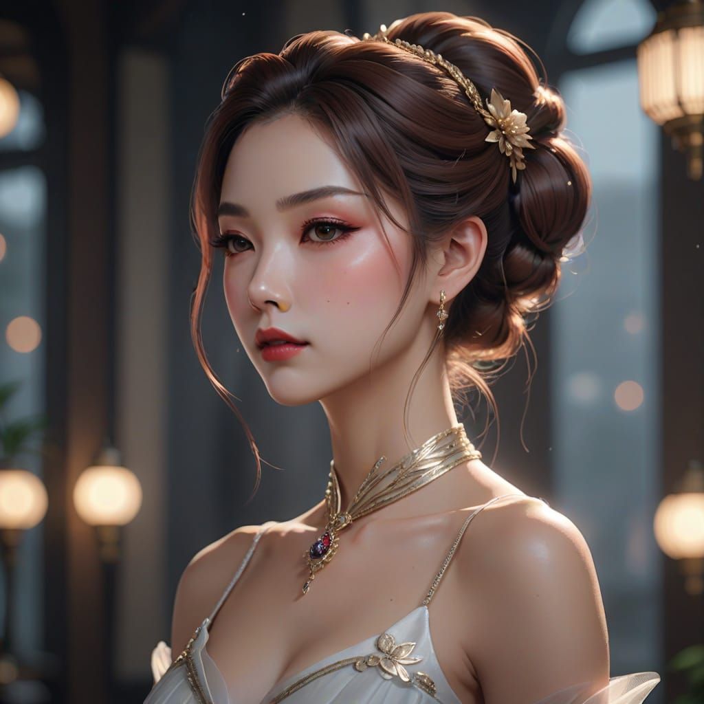 Goddess in Elegant Korean Attire