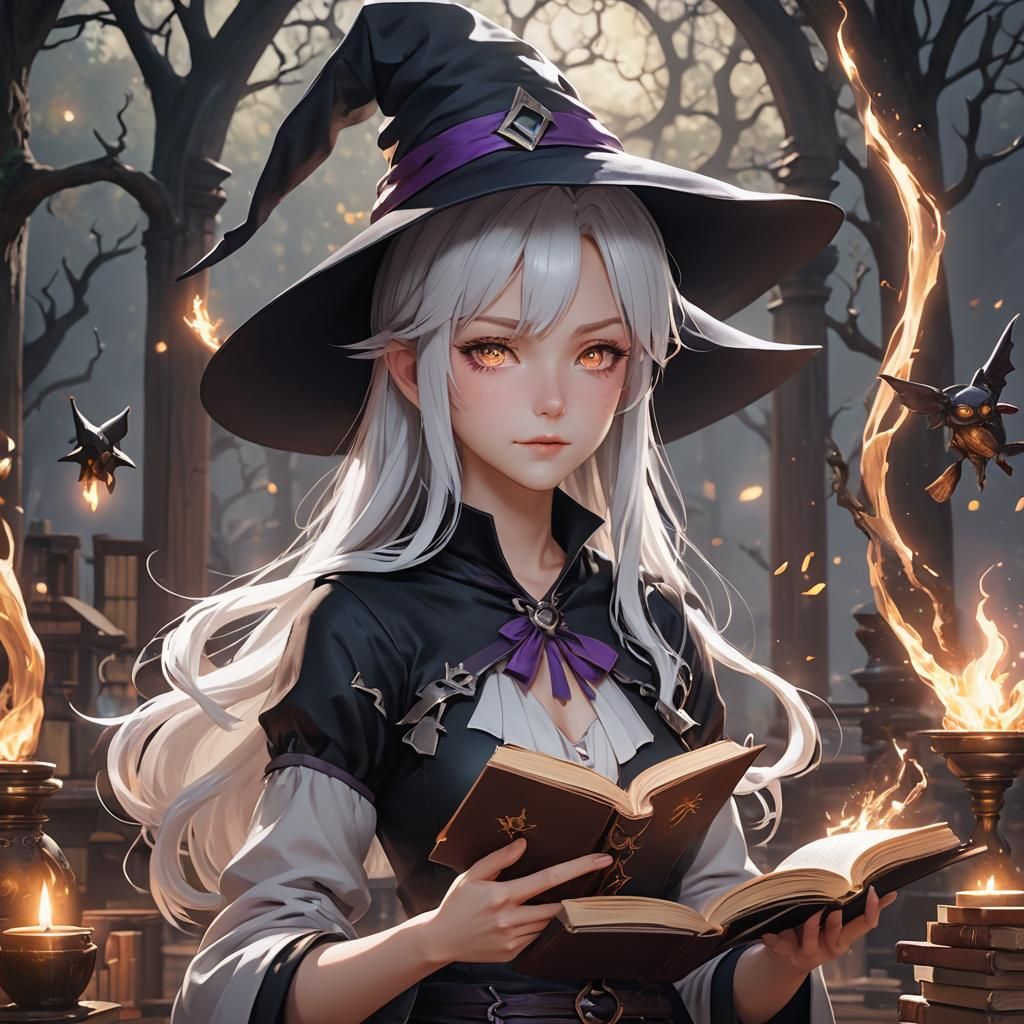Anime Witch Girl Casting Spells in 3D