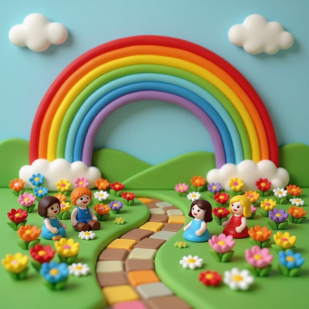 Play Doh Rainbow Meadow Scene
